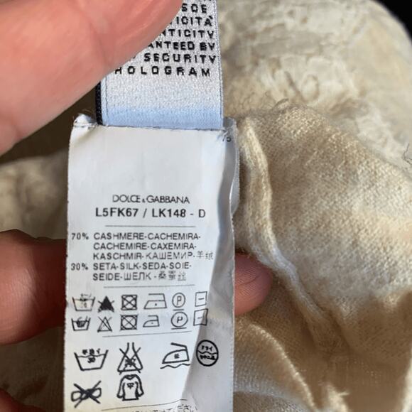 Dolce & Gabbana Girls Beige Cashmere Silk Lace Knit Cardigan Sweater Size 5 - Picture 7 of 9